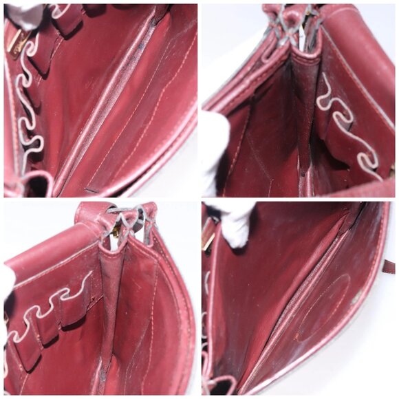 CARTIER Must Line Shoulder Bag Leather Bordeaux Gold Auth - Picture 14 of 15